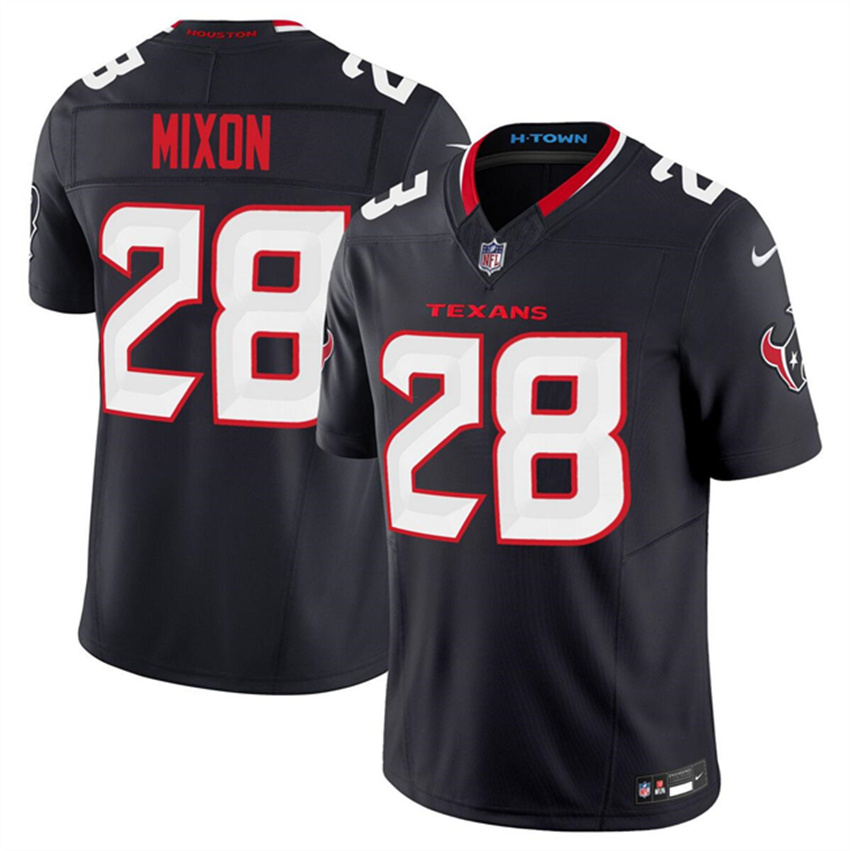 Men's Navy Houston Texans #28 Joe Mixon 2024 Vapor F.U.S.E. Limited Stitched Jersey